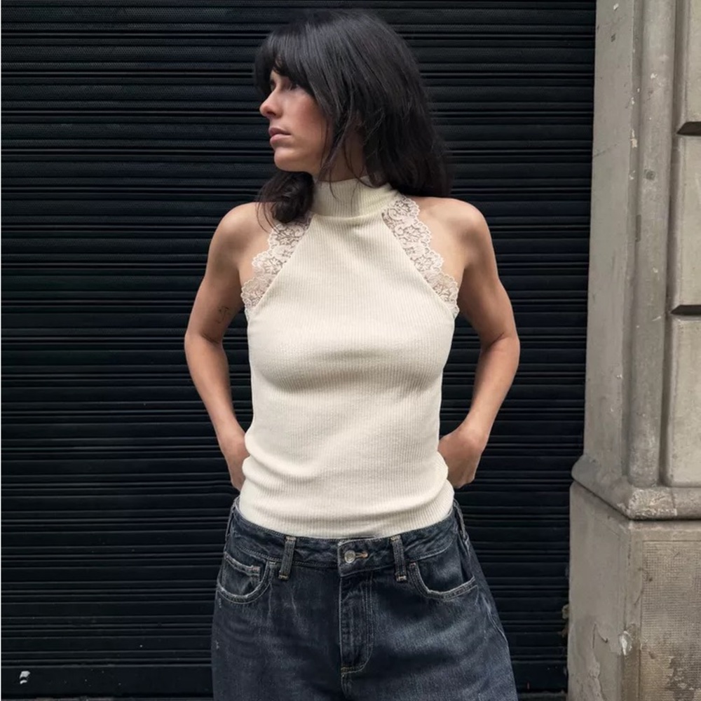 ZARA LACE RIB TOP - Picture 4 of 11